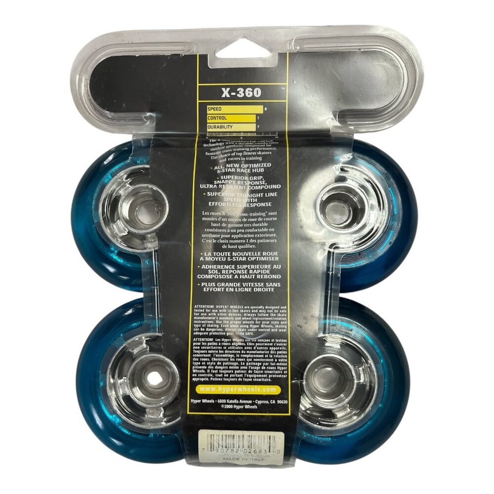 Y2K Hyper Wheels X-360 Inline Skate Wheels Set of 4 – 82mm 82A Made in Italy - Picture 2 of 4